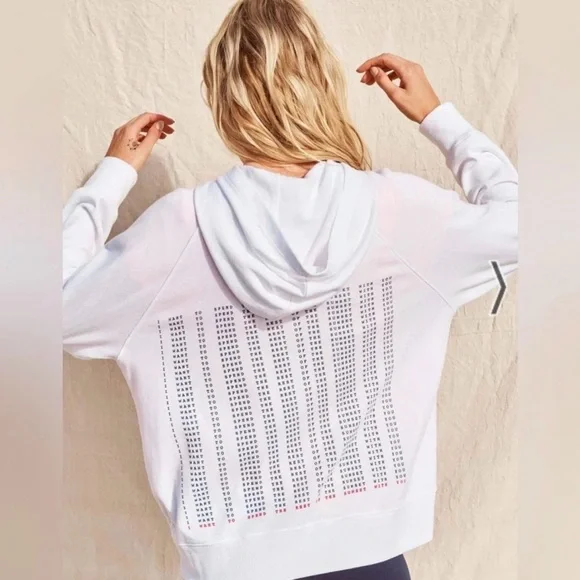 Sundry White Hooded Sweatshirt with Perforated Back Design - Picture 1 of 13